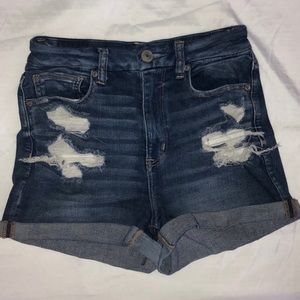 american eagle curvy hi-rise shortie jean shorts
